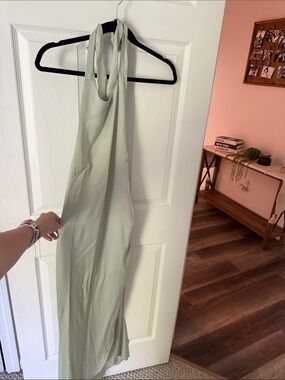 Backless Halter Maxi Dress in Sage Green